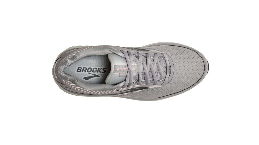 Brooks Addiction Walker Suede Running Shoes - Womens, Wide, Alloy/Oyster/Peach, 5.0, 1203081D007.050