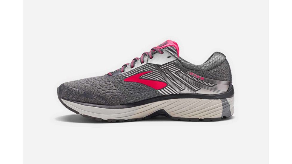 Brooks Adrenaline GTS 18 Womens Road Running Shoes, Ebony/Silver/Pink, 5 US, Medium, 1202681B079.050
