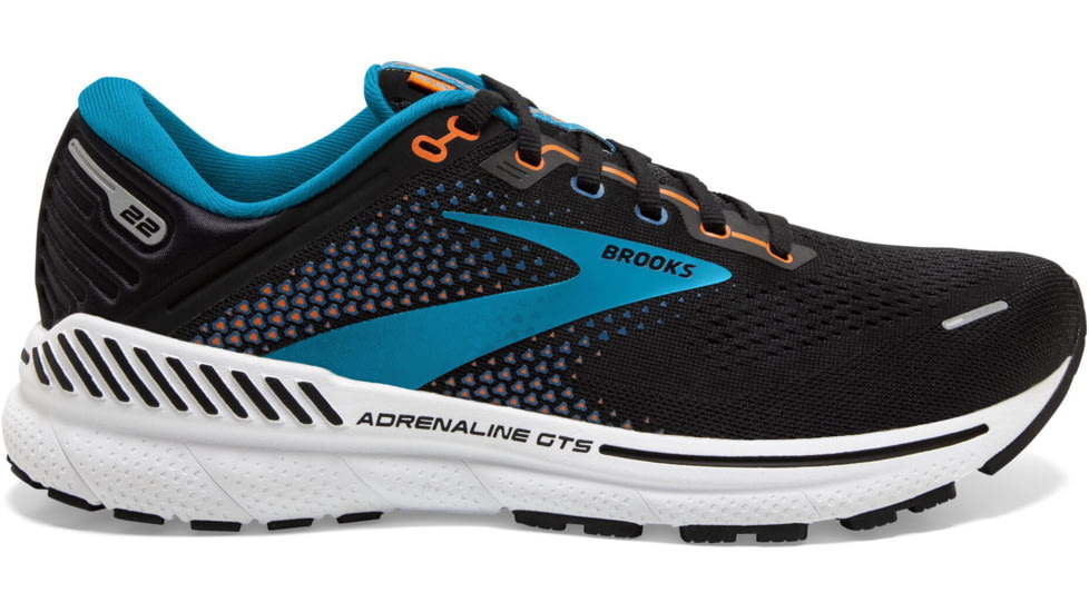 Brooks Adrenaline GTS 22 Running Shoes - Mens, Black/Blue/Orange, 9.0, 1103661D034.090