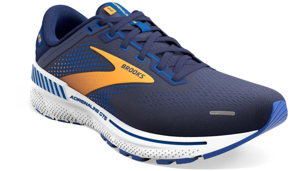 Brooks Adrenaline GTS 22 Running Shoes - Mens, Medium, Peacoat/Orange/White, 15.0, 1103661D458.150