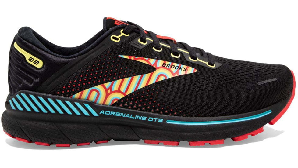 Brooks Adrenaline GTS 22 Running Shoes - Womens, Medium, Black/Blue/Bittersweet, 6.0, 1203531B086.060