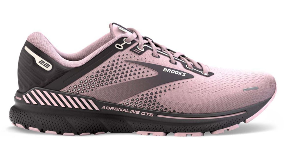 Brooks Adrenaline GTS 22 Running Shoes - Womens, Medium, Pink/Blackened Pearl, 9.0, 1203531B678.090