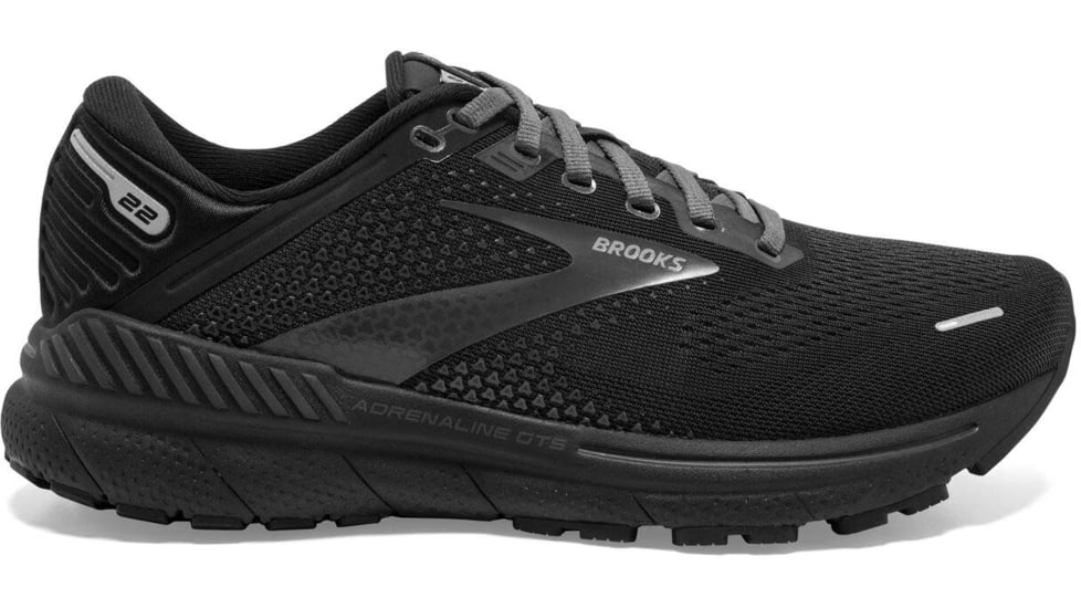 Brooks Adrenaline GTS 22 Running Shoes - Womens, Wide, Black/Black/Ebony, 7.0, 1203531D020.070