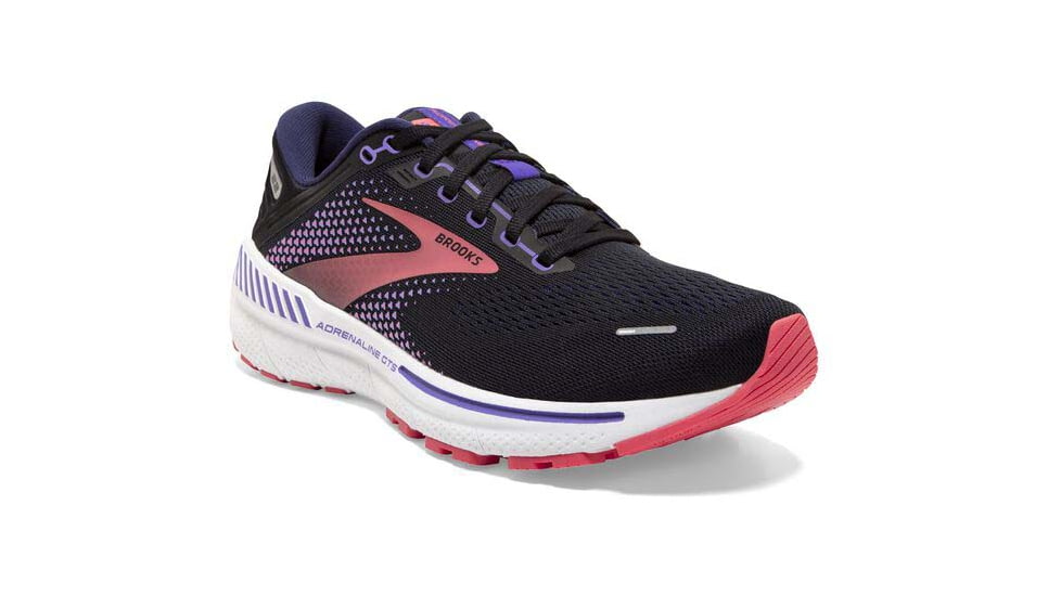 Brooks Adrenaline GTS 22 Running Shoes - Womens, Wide, Black/Purple/Coral, 9.0, 1203531D080.090