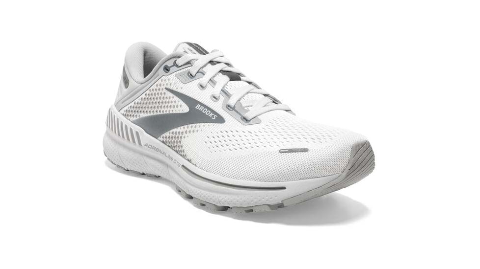 Brooks Adrenaline GTS 22 Running Shoes - Womens, Wide, White/Oyster/Primer Grey, 9.5, 1203531D134.095