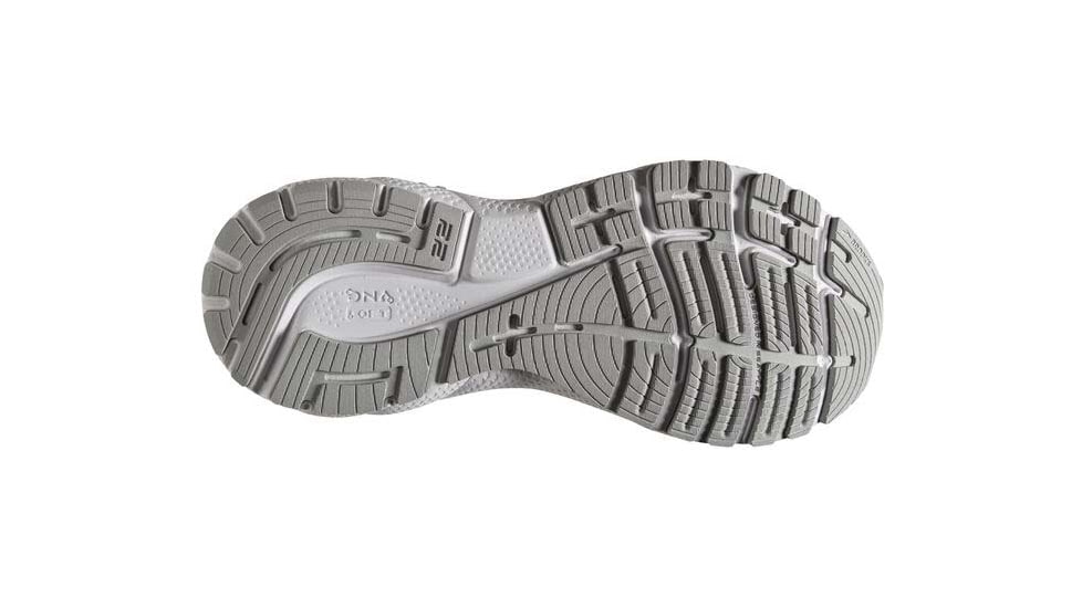 Brooks Adrenaline GTS 22 Running Shoes - Womens, Wide, White/Oyster/Primer Grey, 9.5, 1203531D134.095