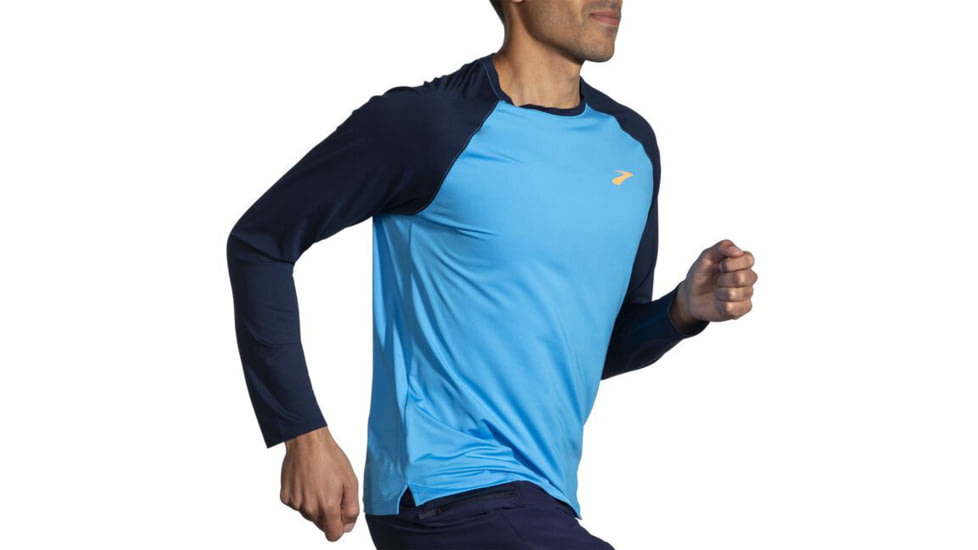 Brooks Atmosphere Long Sleeve 2.0 - Mens, Spring Break/Navy, L, 211450499.035