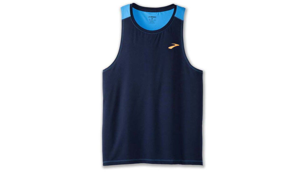Brooks Atmosphere Singlet 2.0 - Mens, Navy/Spring Break, S, 211445454.025