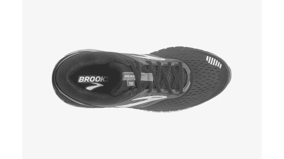 Brooks Beast 18 Mens Road Running Shoes, Black/Grey/Silver, 8 US, Wide, 1102822E004.080