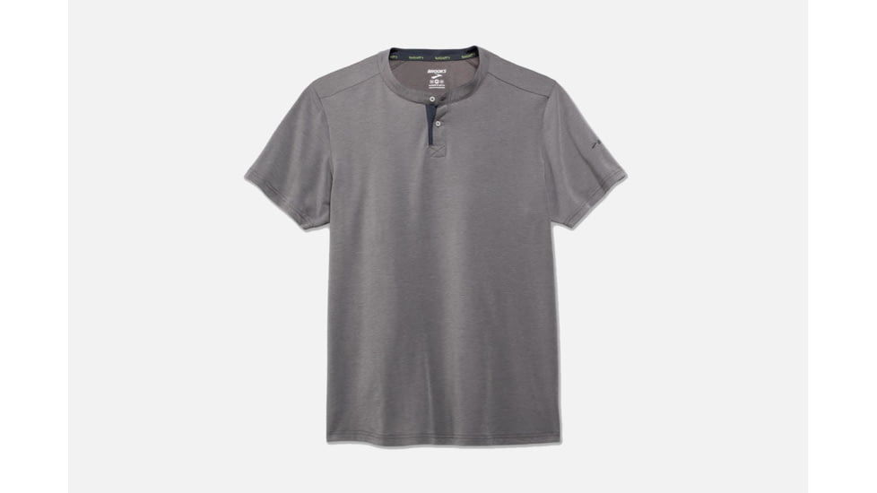 Brooks Cadence Men's Running Short Sleeve Shirt, Heather Oxford, Large 211128-Heather Oxford-L