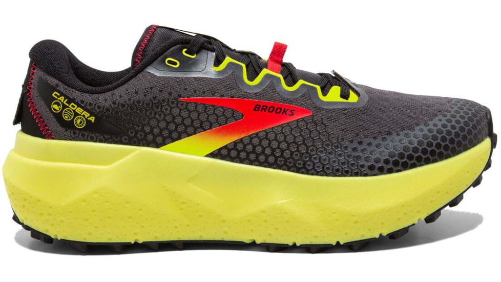 Brooks Caldera 6 Running Shoes - Mens, Black/Fiery Red/Blazing Yellow, 11.0, 1103791D035.110