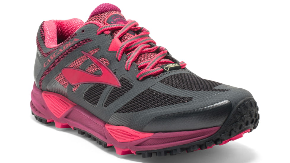 Brooks Cascadia 11 GTX Trail Running Shoe - Women's-Blk/Teaberry/Purp-Medium-6.5
