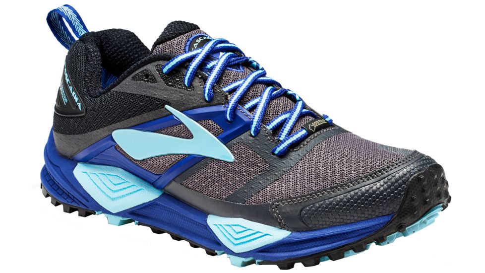 Brooks Cascadia 12 GTX Trail Running Shoe - Women's-Black/Ebony/Clematis Blue-Medium-8.5