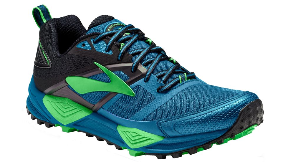 Brooks Cascadia 12 Trail Running Shoe - Men's-Black/Turkish Tile/Andean Toucan-Medium-8
