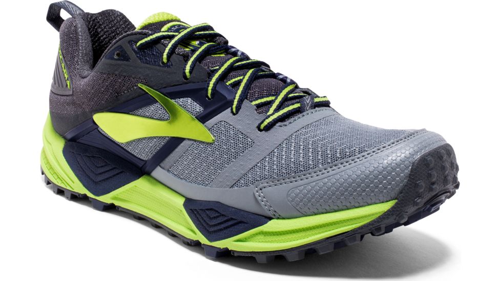 Brooks Cascadia 12 Trail Running Shoe - Men's-Grey/Anthracite/Lime-Medium-11.5