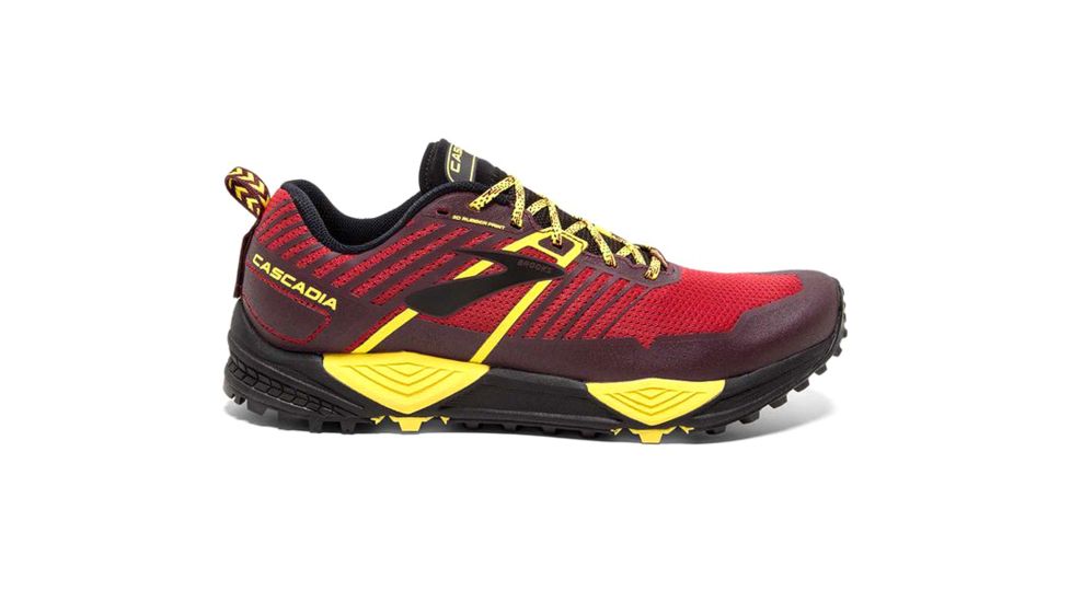 Brooks Cascadia 13 Trail Running Shoes - Mens, Red/Yellow/Black, Medium, 8 US, 1102851D634.080