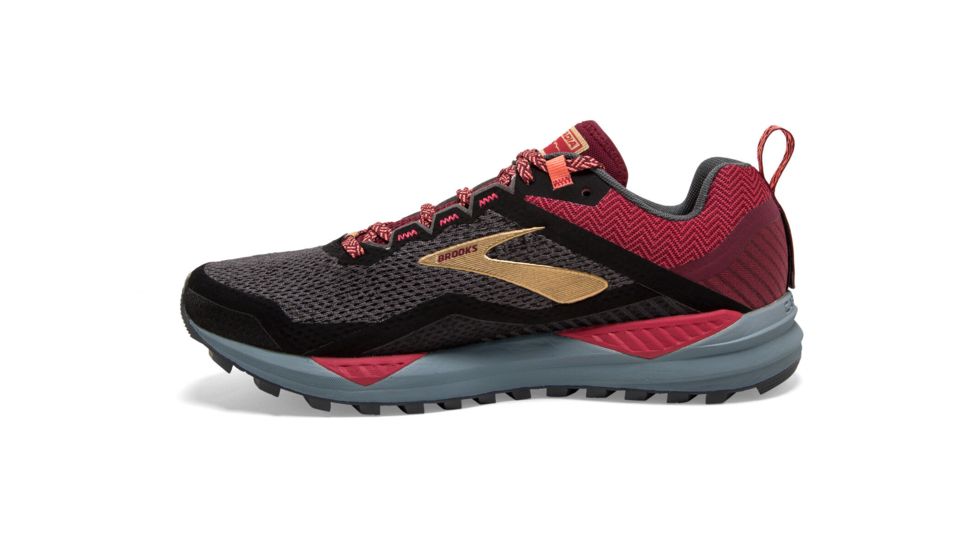 Brooks Cascadia 14 - Womens, Black/Rumba Red/Coral, Medium, 7.5, 1203041B042.075