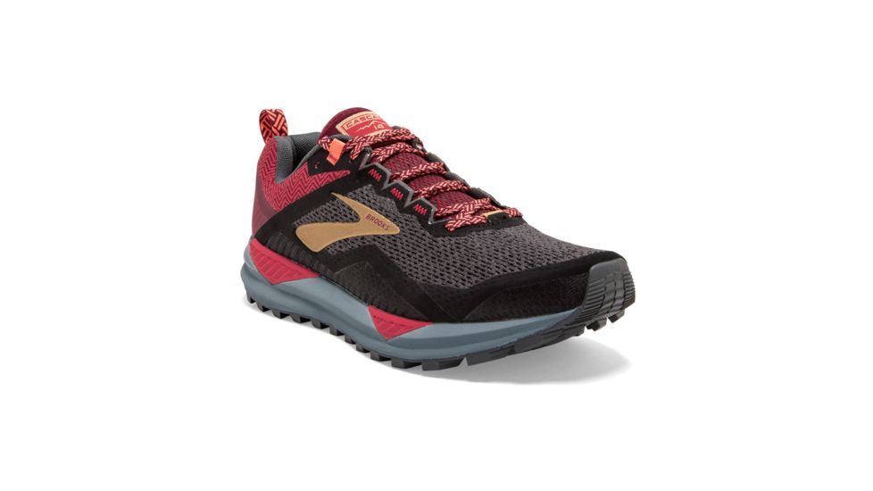 Brooks Cascadia 14 - Womens, Black/Rumba Red/Coral, Medium, 7.5, 1203041B042.075