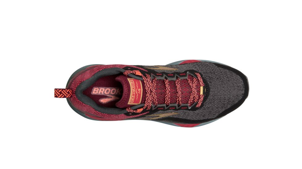 Brooks Cascadia 14 - Womens, Black/Rumba Red/Coral, Medium, 7.5, 1203041B042.075