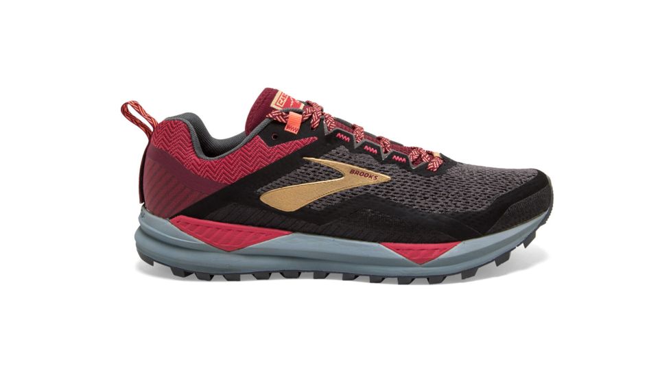 Brooks Cascadia 14 - Womens, Black/Rumba Red/Coral, Medium, 7.5, 1203041B042.075