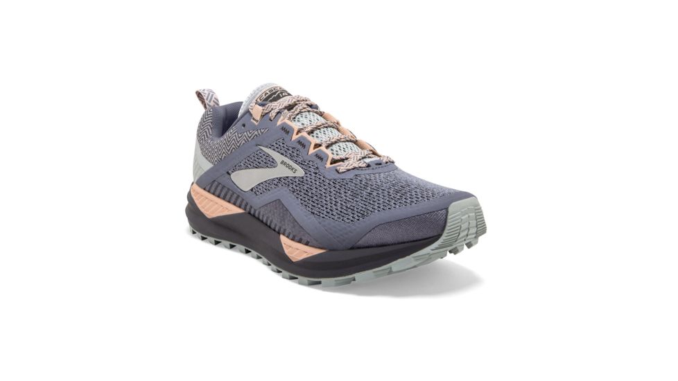 Brooks Cascadia 14 - Womens, Grey/Pale Peach/Pearl, Medium, 10.0, 1203041B009.100