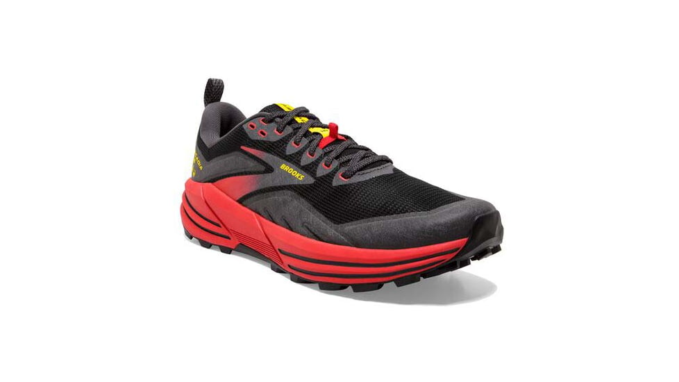 Brooks Cascadia 16 Running Shoes - Mens, Black/Fiery Red/Blazing Yellow, 10.0, 1103761D035.100