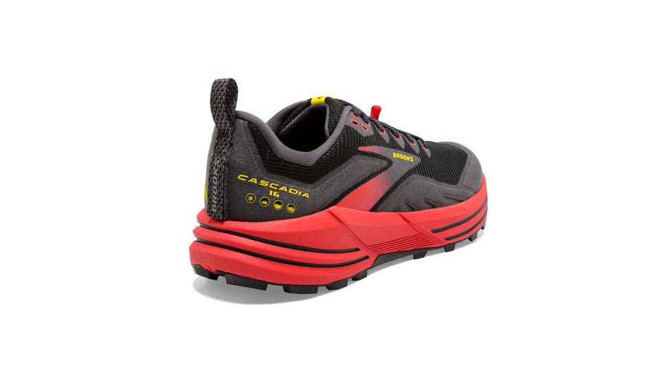 Brooks Cascadia 16 Running Shoes - Mens, Black/Fiery Red/Blazing Yellow, 10.0, 1103761D035.100