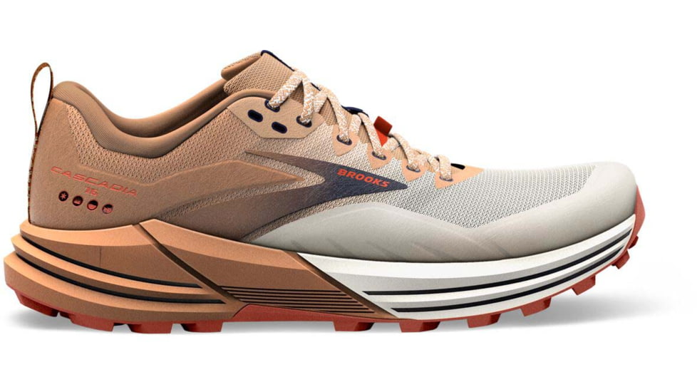 Brooks Cascadia 16 Running Shoes - Mens, White/Biscuit/Rooibos, 15.0, 1103761D173.150