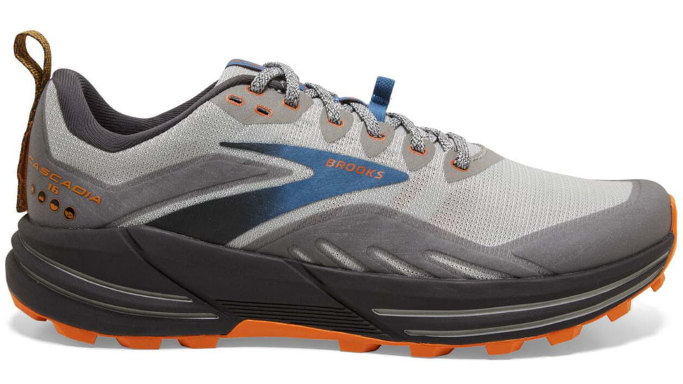 Brooks Cascadia 16 Running Shoes - Mens, Wide, Oyster Mushroom/Alloy/Orange, 12.0, 1103762E038.120
