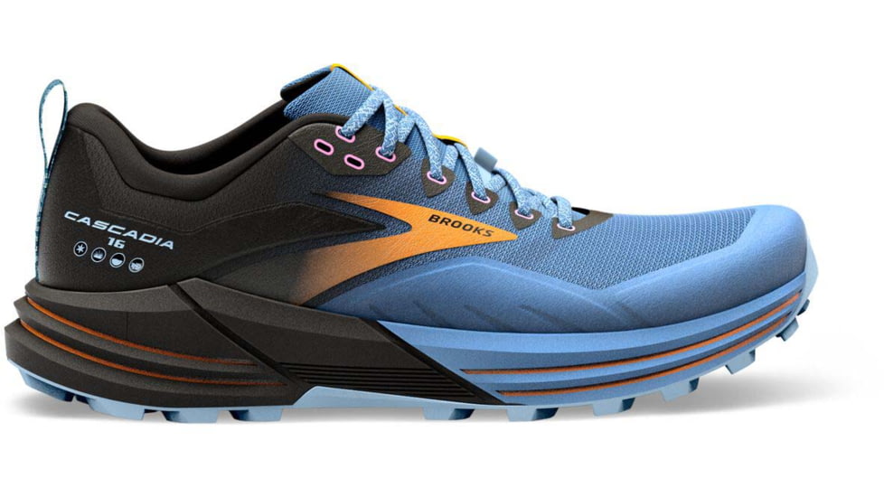 Brooks Cascadia 16 Running Shoes - Womens, Medium, Blue/Black/Yellow, 7.5, 1203631B414.075