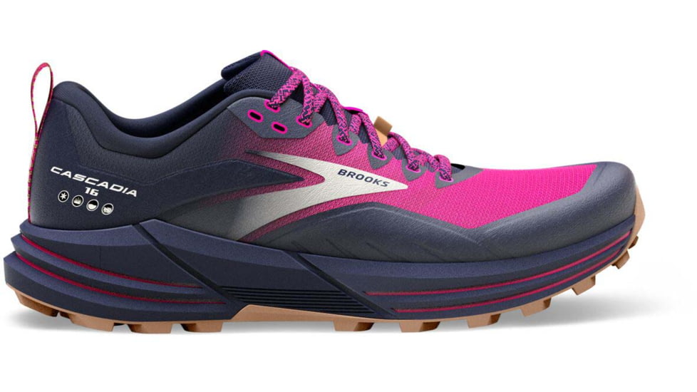 Brooks Cascadia 16 Running Shoes - Womens, Medium, Peacoat/Pink/Biscuit, 7.0, 1203631B425.070