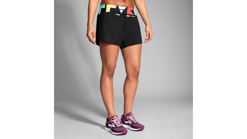Brooks Chaser 5 Inch Running Short - Women's, Black/Multi Alpha, Medium 221255066.03