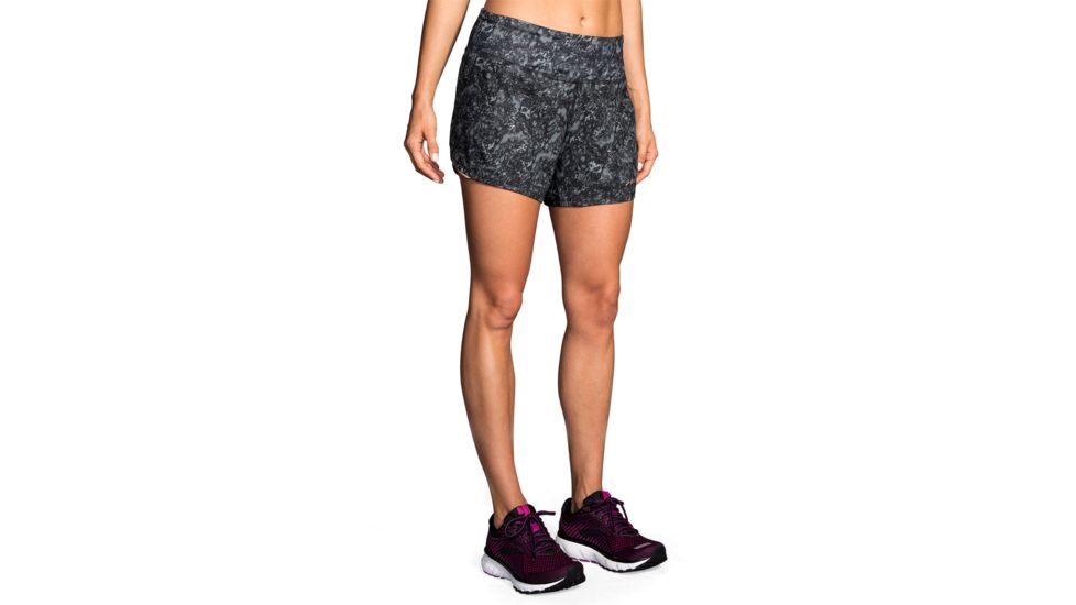 Brooks Chaser 5 Inch Running Shorts - Womens, Black Marble, XL, 221255088.04