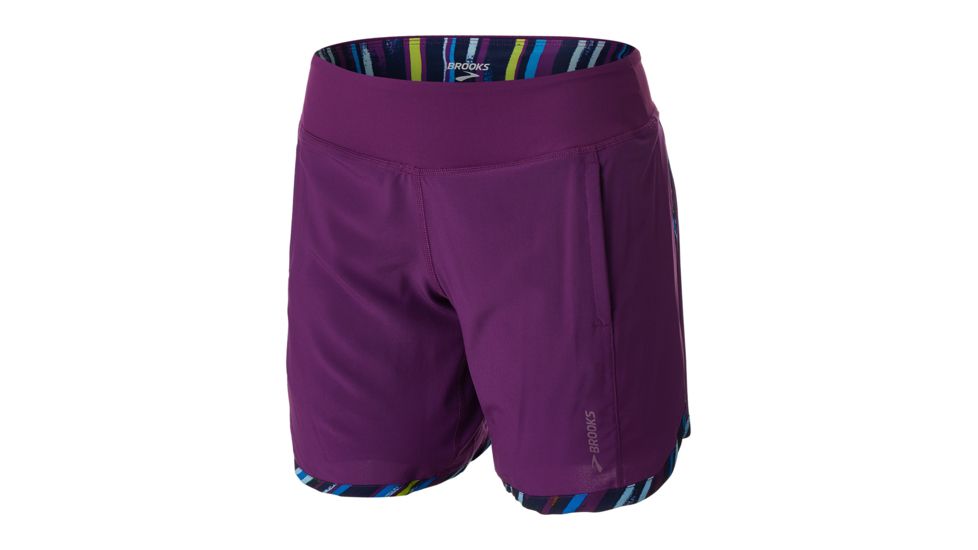 Brooks Chaser 7 Inch Running Short - Womens, Violet/Navy Lightray, Large, 221256587.035