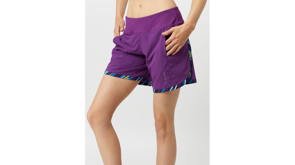 Brooks Chaser 7 Inch Running Short - Womens, Violet/Navy Lightray, Large, 221256587.035