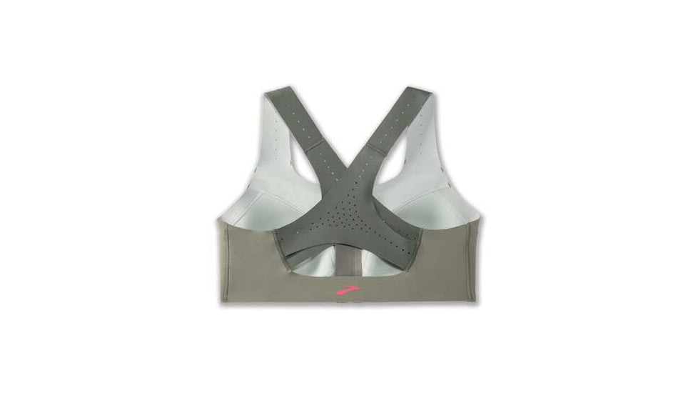 Brooks Dare Zip Run Bra 2.0 - Womens, Pebble/Dark Pebble/Cool Mint, 36DE, 350083326.036DE