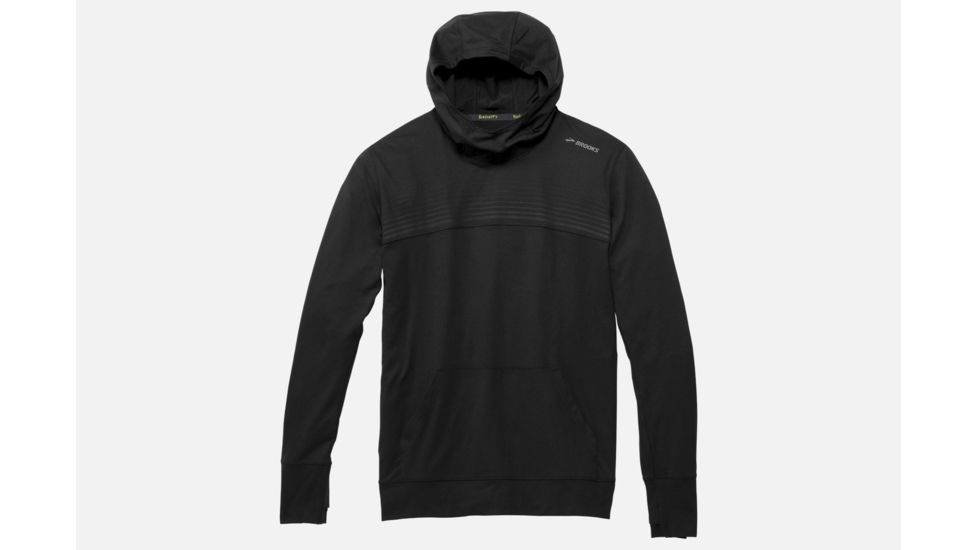 Brooks Dash Men's Running Hoodie, Black/Black Stripe, Medium 211092-Black/Black Stripe-M