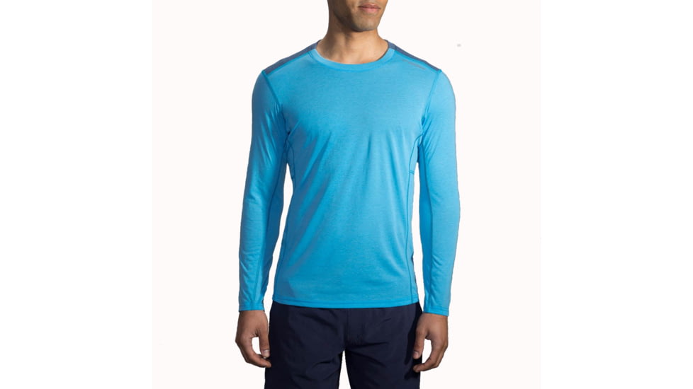 Brooks Distance Long Sleeve Running Shirt - Men's-Heather Pool/Heather Ink-Medium
