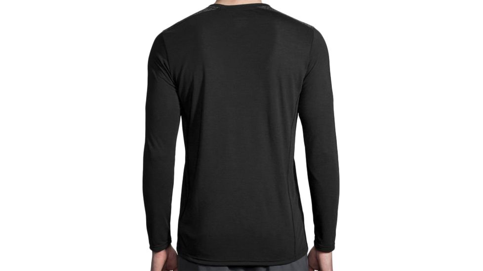 Brooks Distance Long Sleeve Running Shirt - Mens, Black/Black Static, Large, 211212087.035