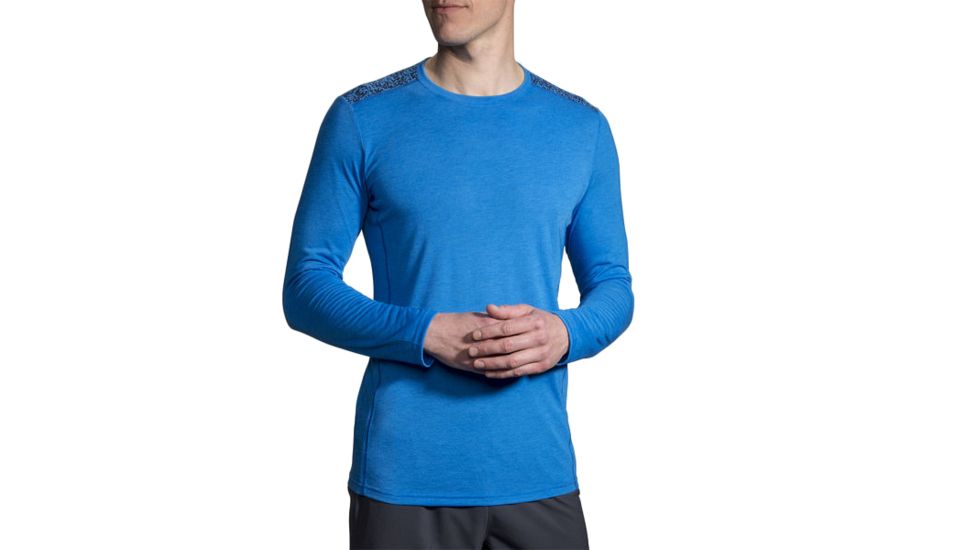 Brooks Distance Long Sleeve Running Shirt - Mens, Heather Azul/Azul Static, Large, 211212459.035