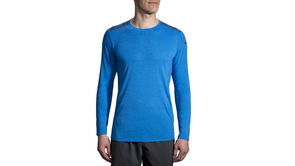 Brooks Distance Long Sleeve Running Shirt - Mens, Heather Azul/Azul Static, Large, 211212459.035