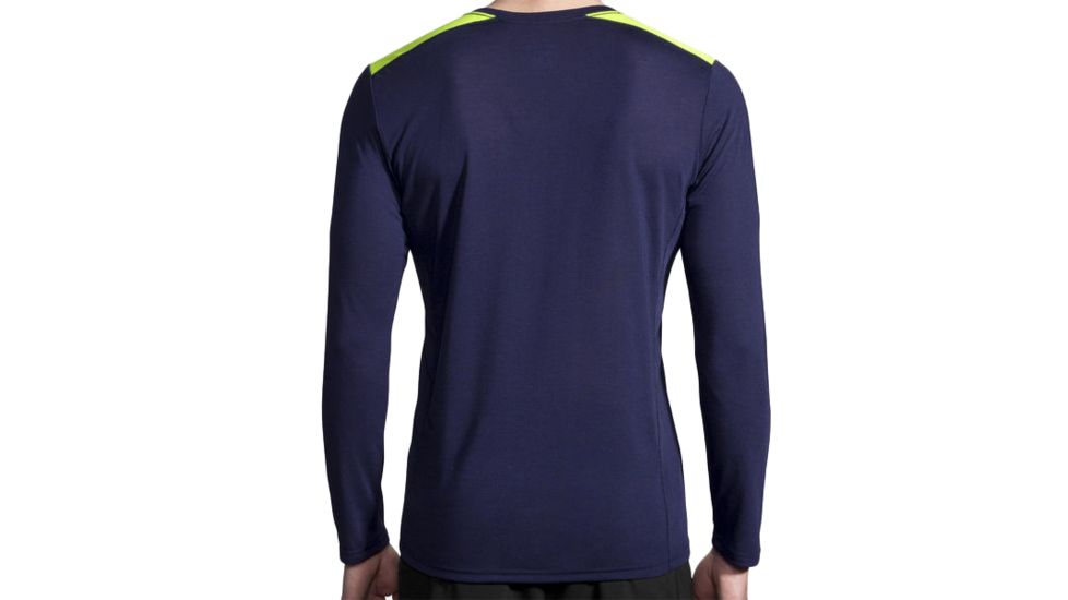Brooks Distance Long Sleeve Running Shirt - Mens, Navy/Nightlife, Extra Large, 211212410.040