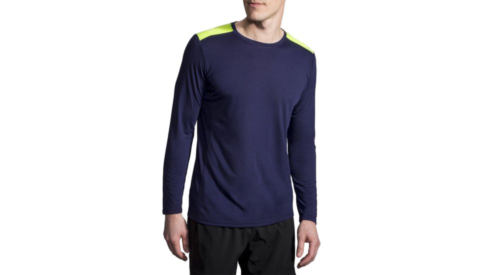 Brooks Distance Long Sleeve Running Shirt - Mens, Navy/Nightlife, Extra Large, 211212410.040