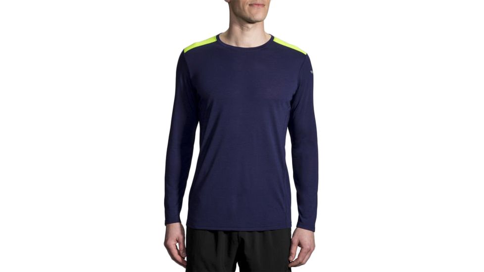 Brooks Distance Long Sleeve Running Shirt - Mens, Navy/Nightlife, Extra Large, 211212410.040