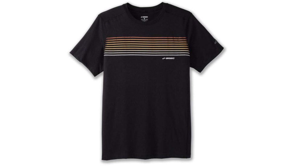 Brooks Distance Short Sleeve 2.0 - Mens, Black/Gradient Stripe, XL, 211453050.040