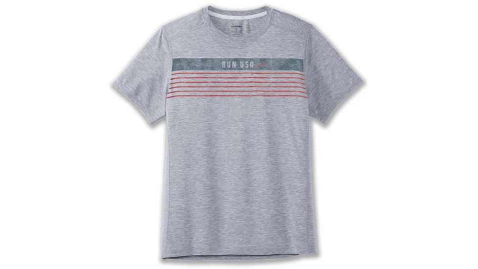 Brooks Distance Short Sleeve 2.0 - Mens, Htr Ash/Run USA, XL, 211453051.040