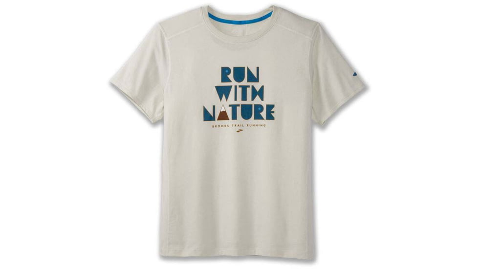 Brooks Distance Short Sleeve 2.0 - Mens, Htr Mist/Run With Nature, M, 211453335.030