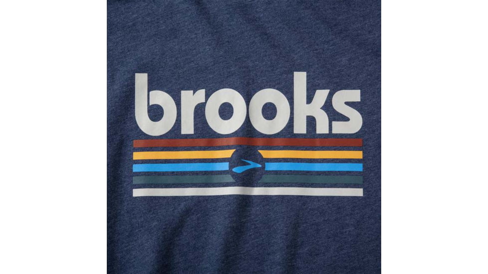 Brooks Distance Short Sleeve 2.0 - Mens, Htr Navy/BR Track Stripe, XXL, 211453496.045