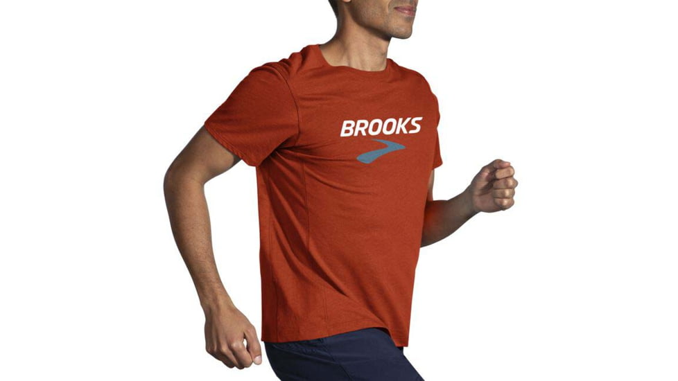 Brooks Distance Short Sleeve 2.0 - Mens, Htr Red Clay/Brooks Logo, M, 211453609.030