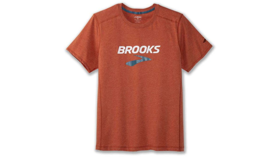 Brooks Distance Short Sleeve 2.0 - Mens, Htr Red Clay/Brooks Logo, M, 211453609.030